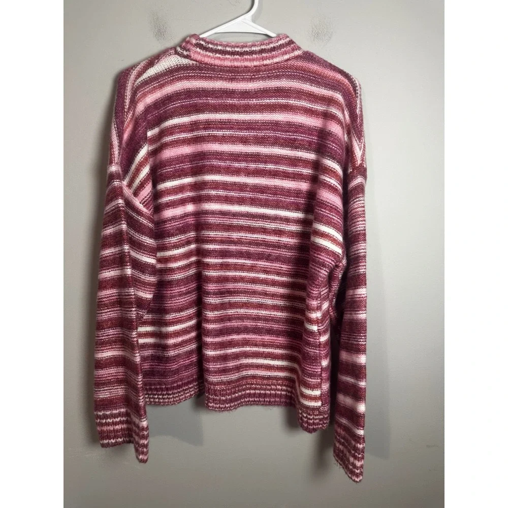 J.Crew Space-Dyed Mockneck Sweater Burgundy Quartz Striped CN689 XXL Womens - Picture 6 of 6